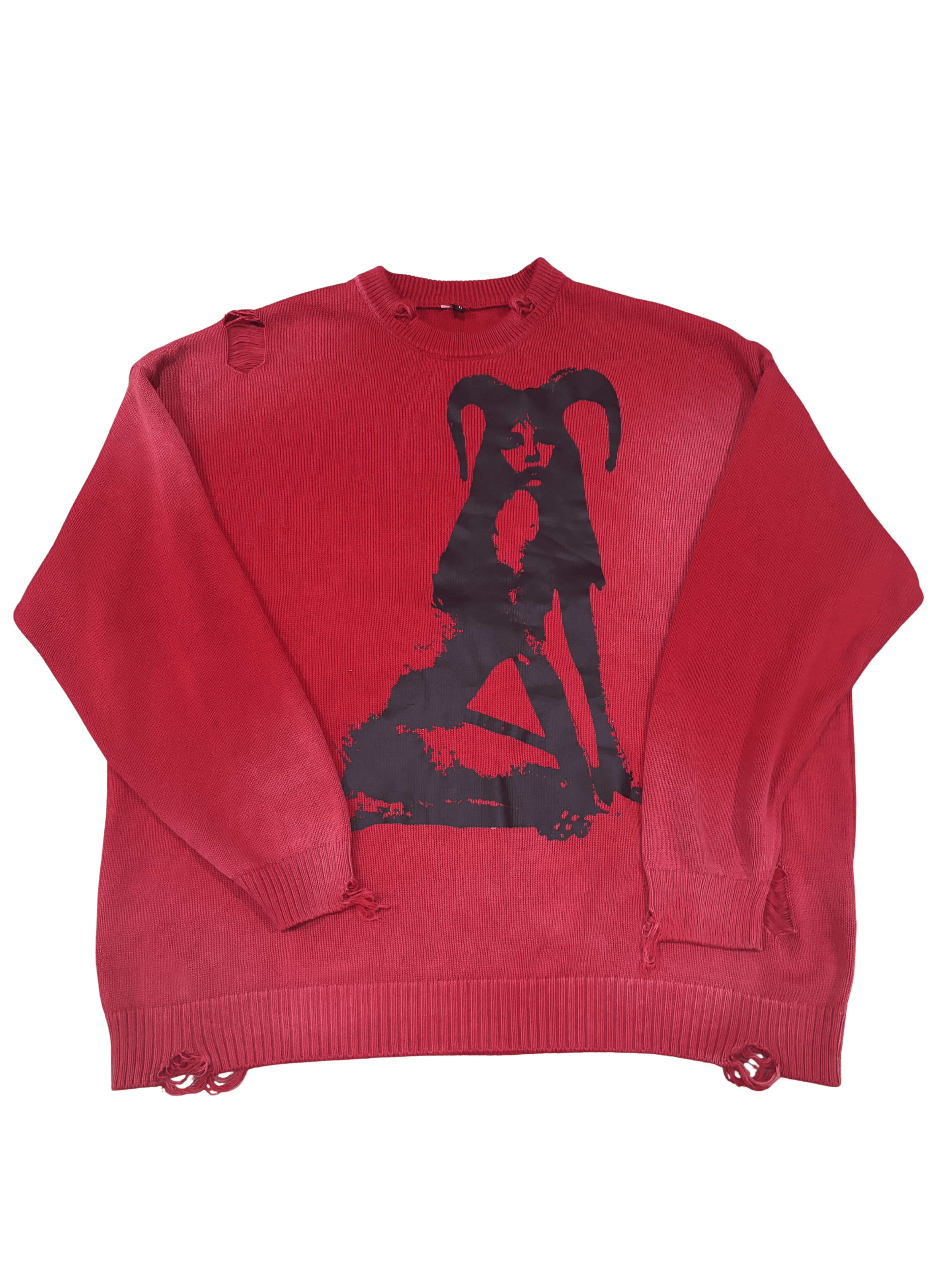 "Devil Girl" Ripped Sun Faded Crewneck sweater