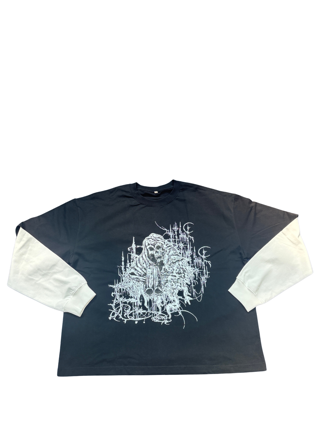 "Last Witness" Layered Contrast Sleeve Cotton T-Shirt