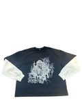 "Last Witness" Layered Contrast Sleeve Cotton T-Shirt