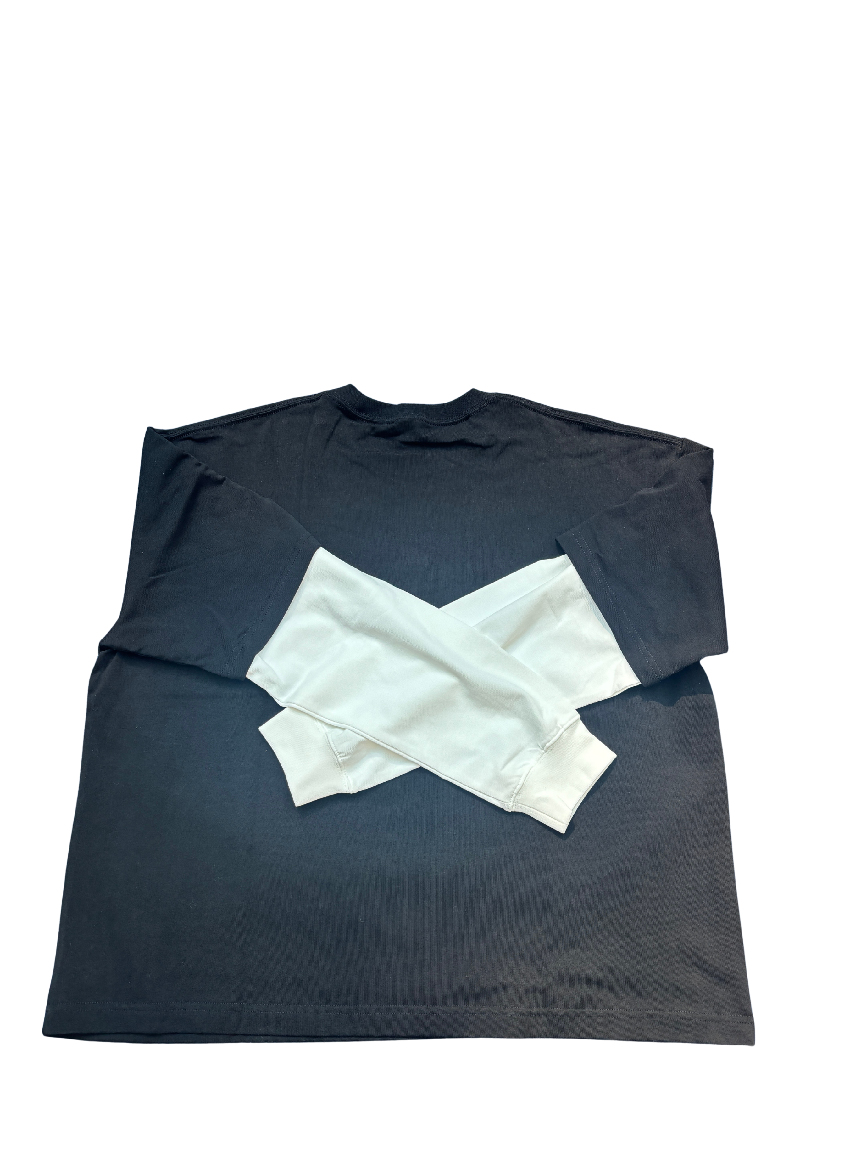 "Last Witness" Layered Contrast Sleeve Cotton T-Shirt