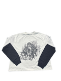 'Last Witness" Layered Contrast Sleeve Cotton T-Shirt