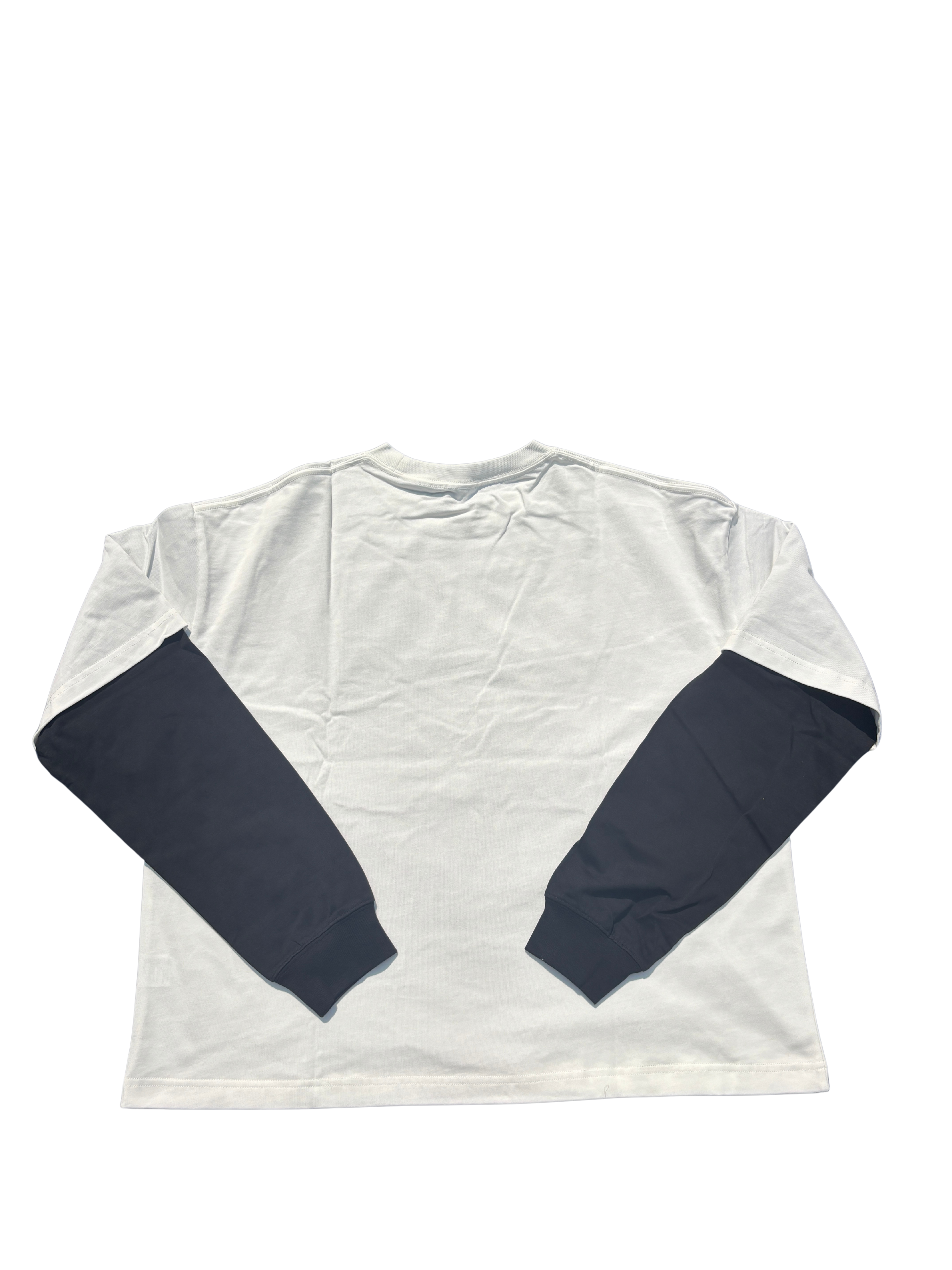 'Last Witness" Layered Contrast Sleeve Cotton T-Shirt