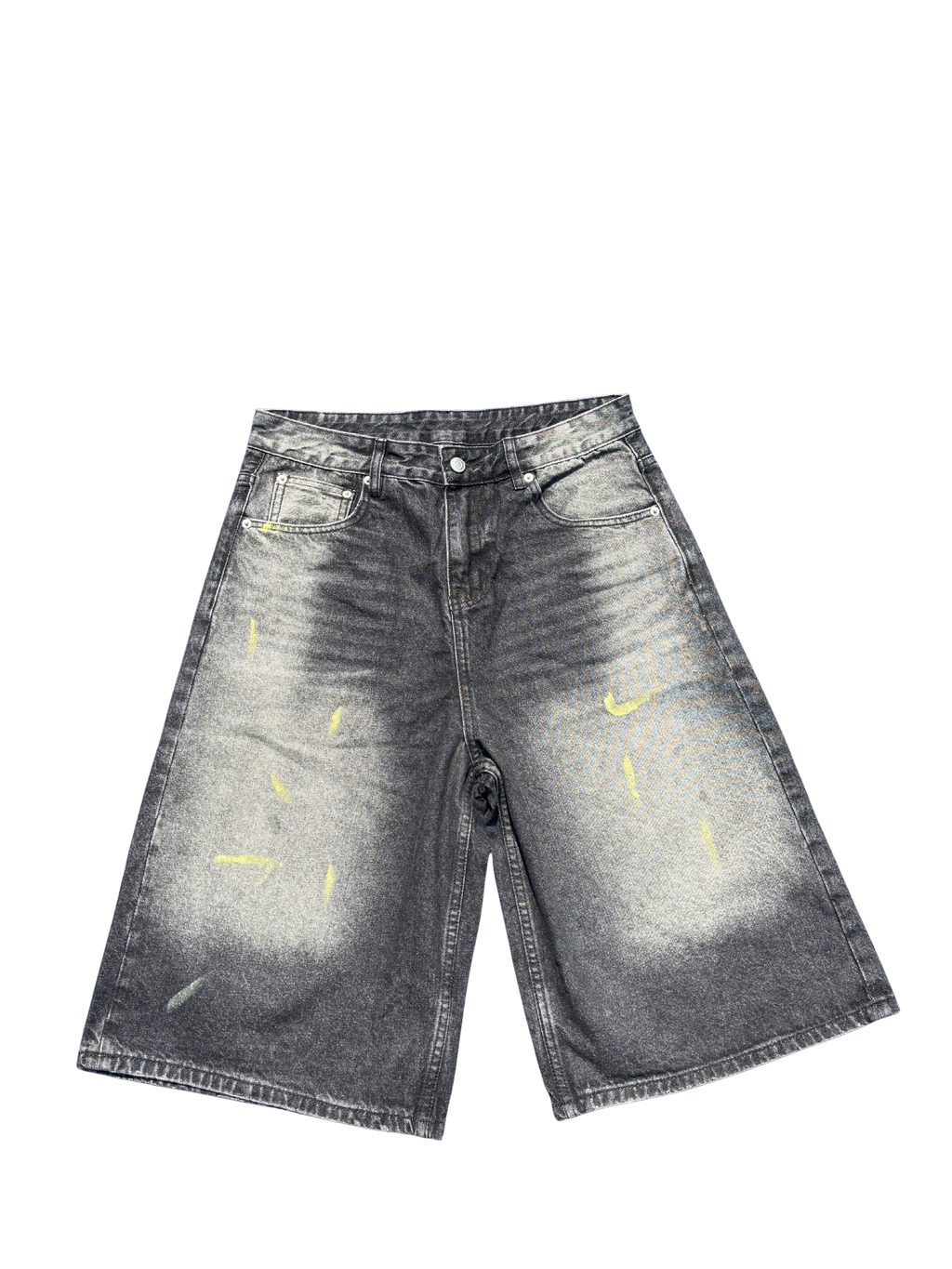 "GYS" Vintage Wash Wide Leg Denim Shorts