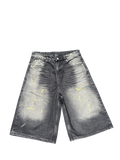 "GYS" Vintage Wash Wide Leg Denim Shorts