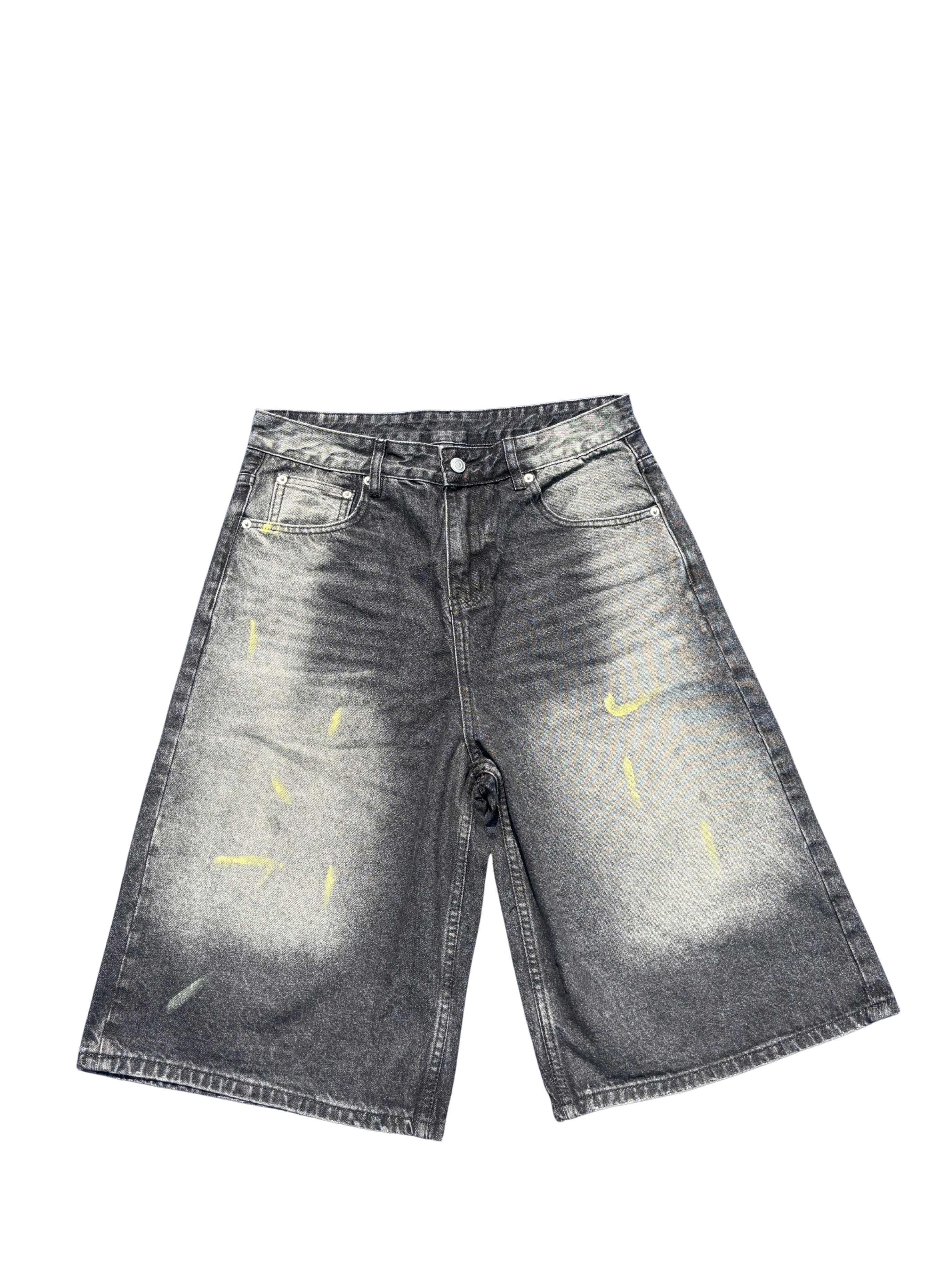 "GYS" Vintage Wash Wide Leg Denim Shorts