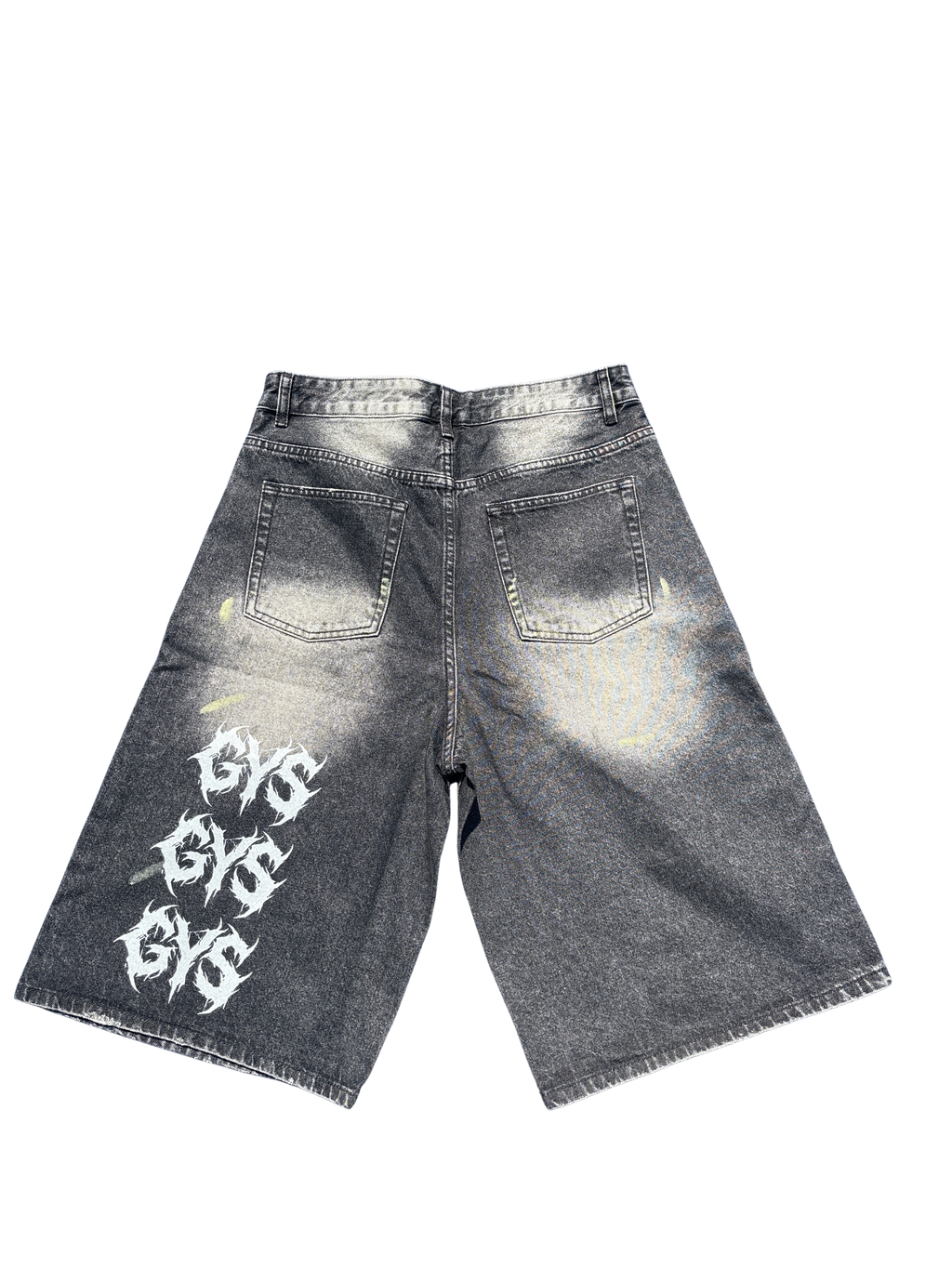 "GYS" Vintage Wash Wide Leg Denim Shorts