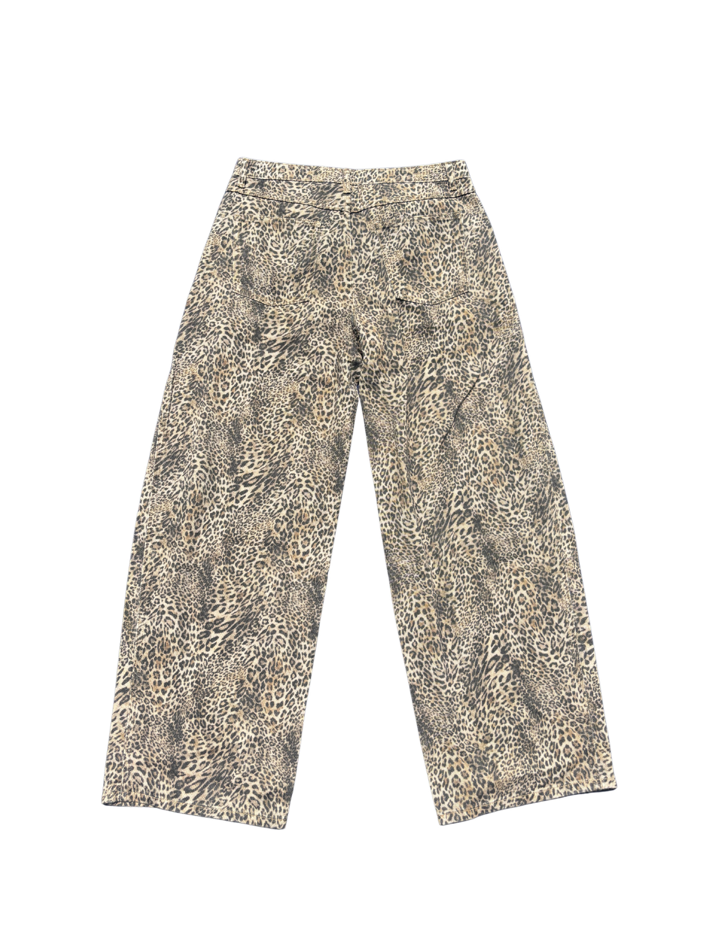"GYS" Vintage Wash Leopard Wide Leg Jeans