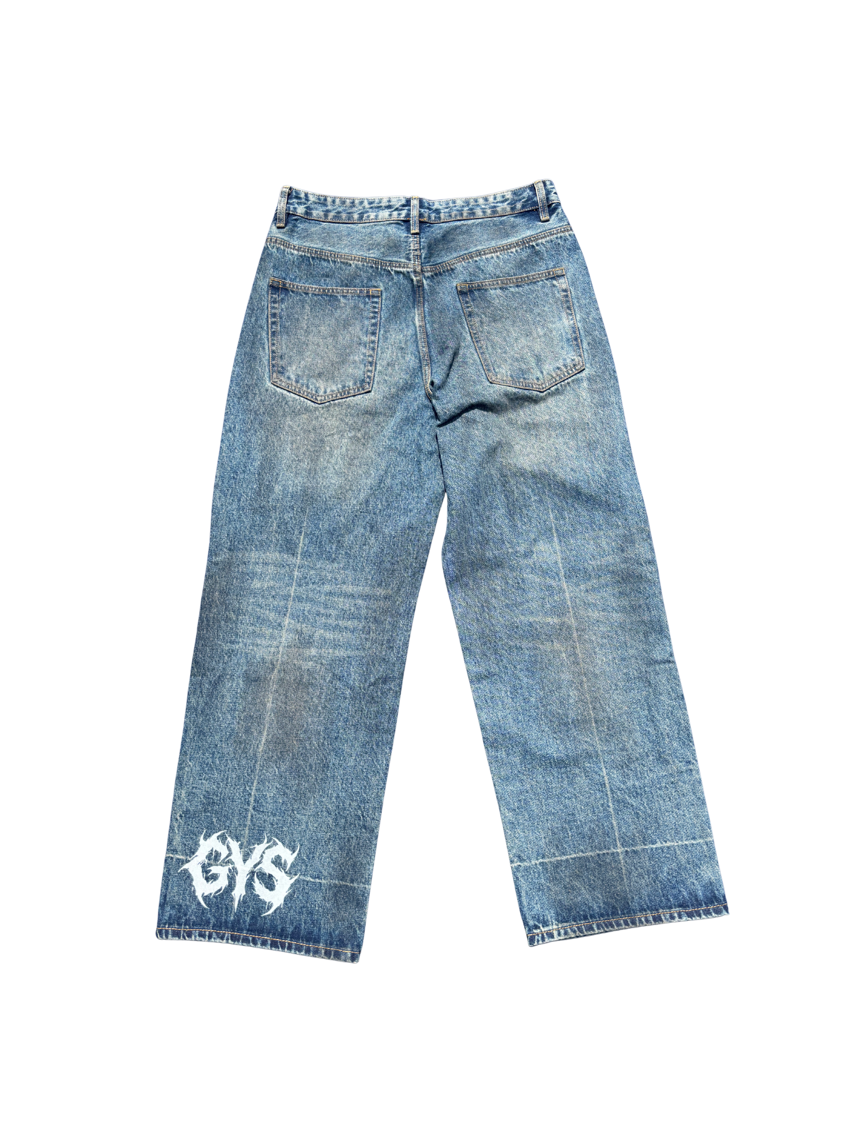 "GYS" Vintage Wash Baggy Denim Jeans