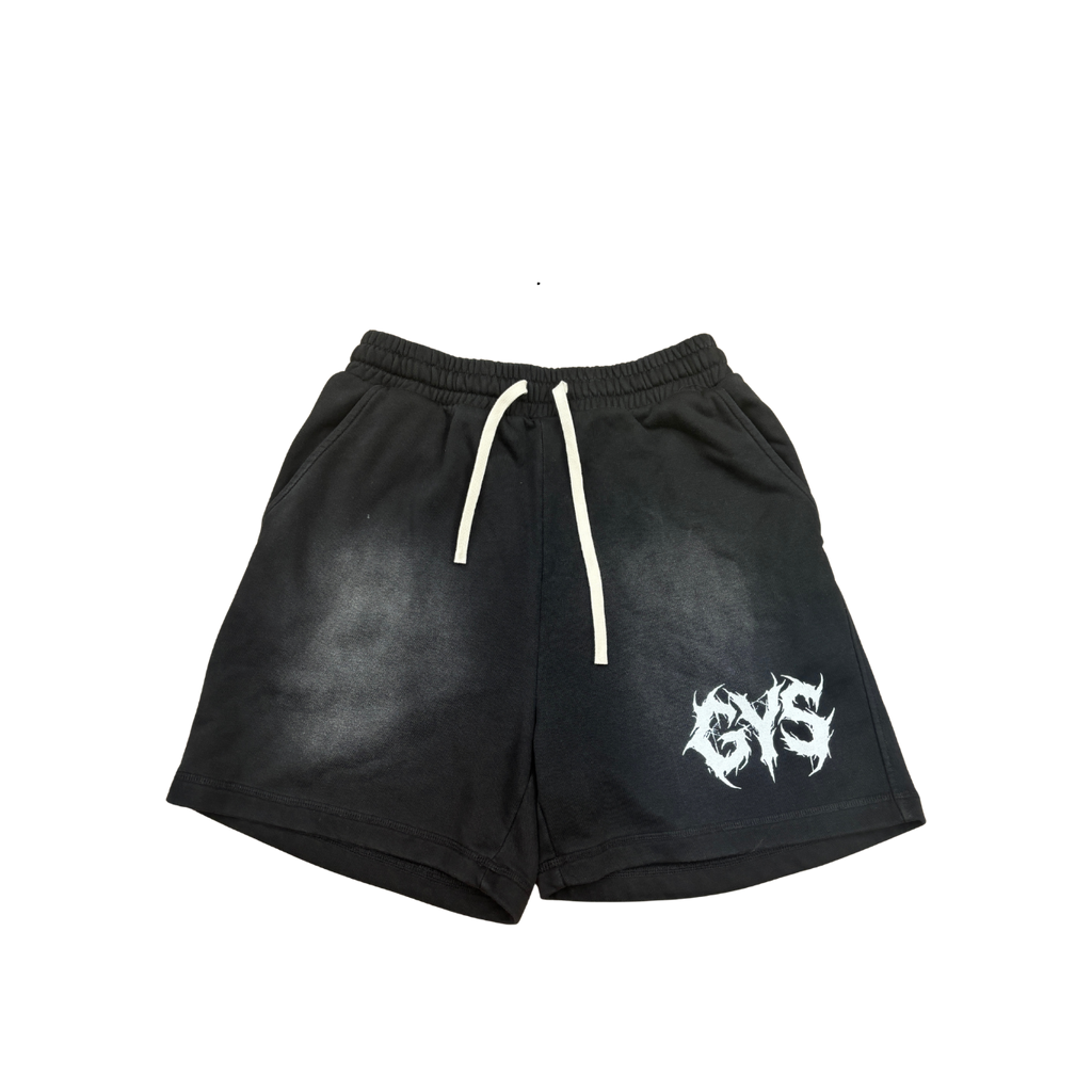 "GYS" Sun Fade Raw Edge Cotton Shorts