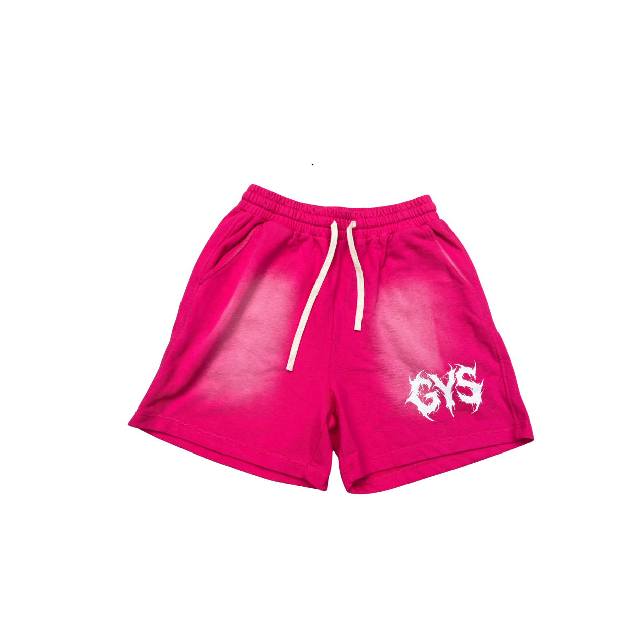 "GYS" Sun Fade Raw Edge Cotton Shorts