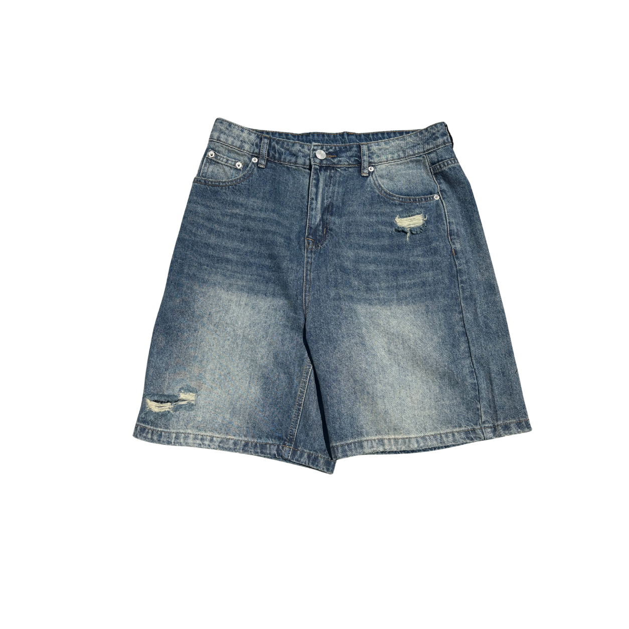 "GYS" Faded Distressed Denim Shorts